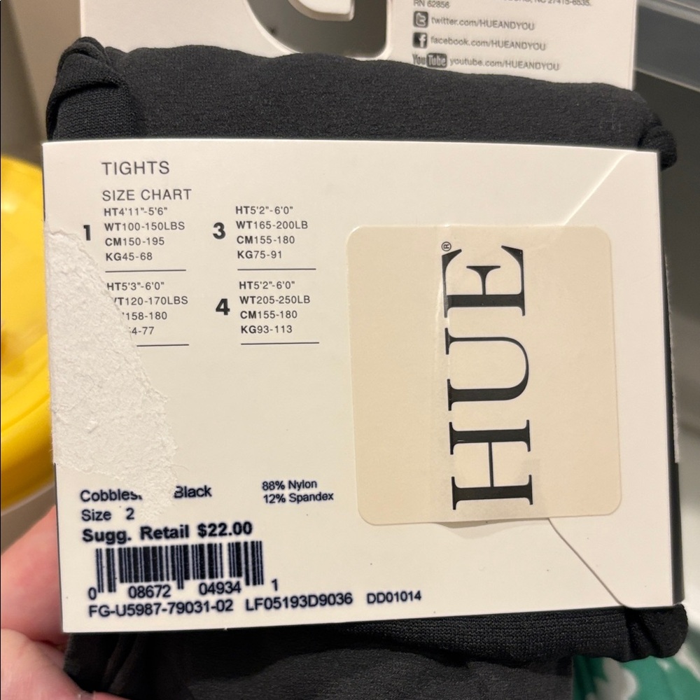 HUE Black Opaque Control Top Tight NWT - Picture 3 of 3